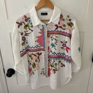 Mast 1883 APNY Embroidered Cotton Gauze Tunic Shirt. Size Medium.